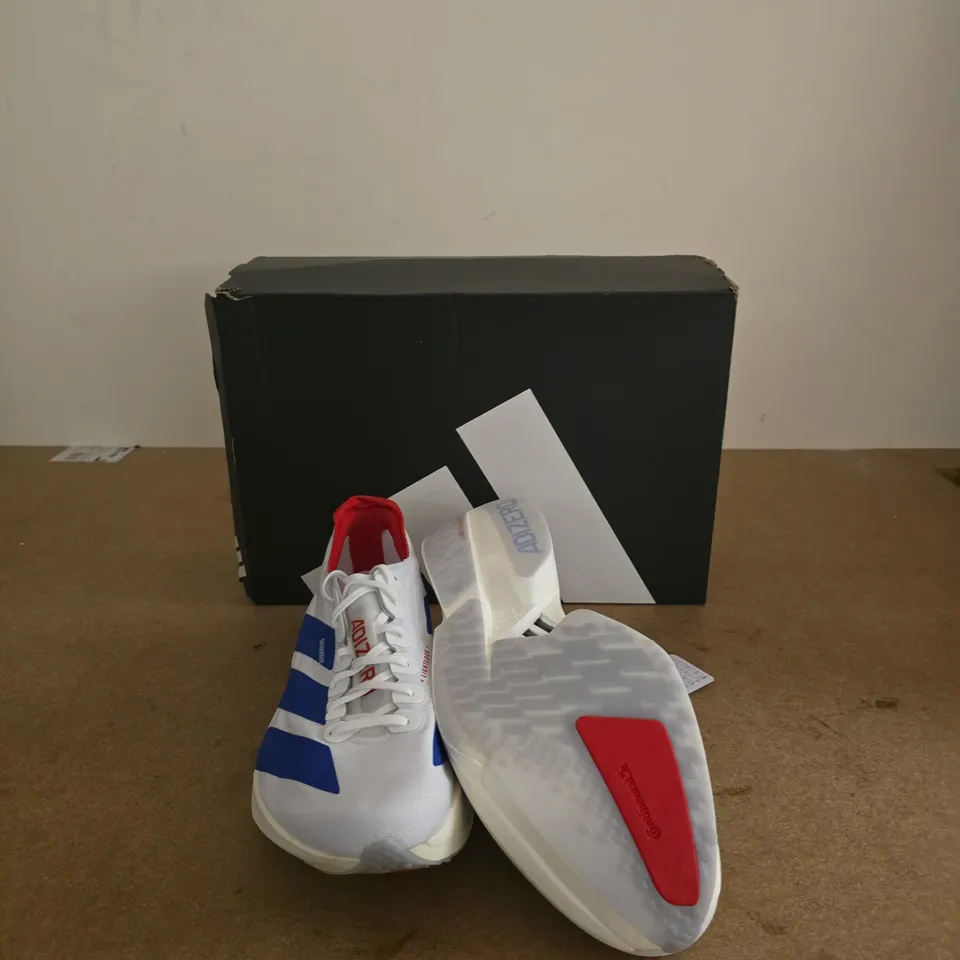 ADIDAS ADIZERO LIGHTSTRIKE PRO RUNNING SHOES – WHITE/BLUE, BOXED UK 10