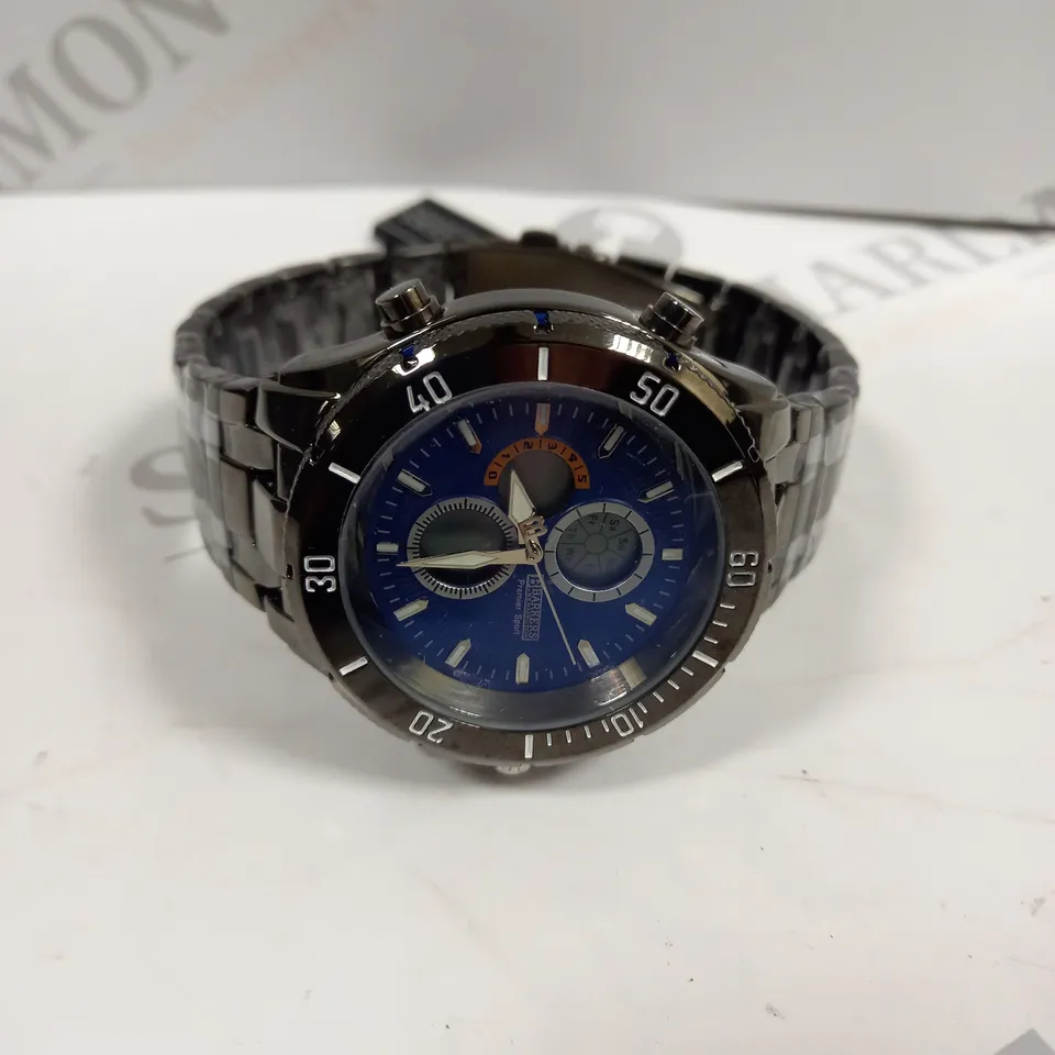 BOXED BARKERS OF KENSINGTON PREMIER SPORT BLUE DIAL WATCH 
