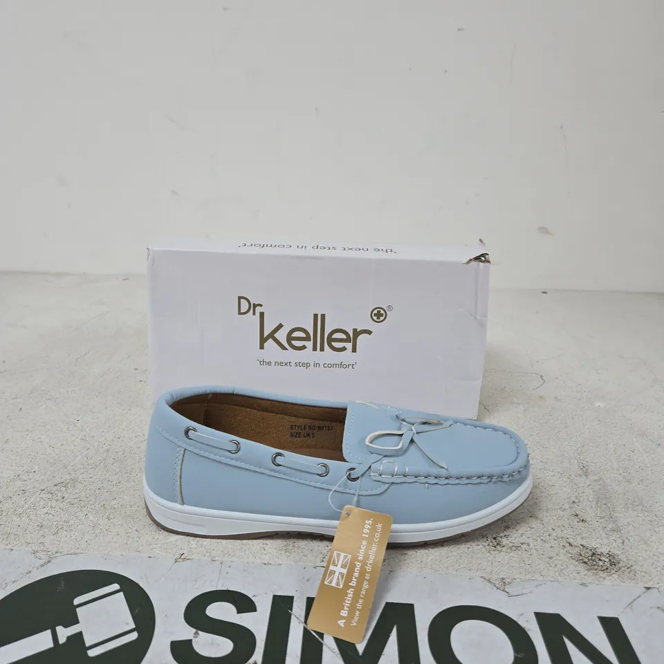DR KELLER LIGHT BLUE LEATHER MOCCASIN LOAFERS – UK 5