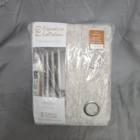 CATHERINE LANSFIELD SIGNATURE COLLECTION PAIR OF CURTAINS – EYELET HEADING, FULLY LINED (66X72 INCHES)