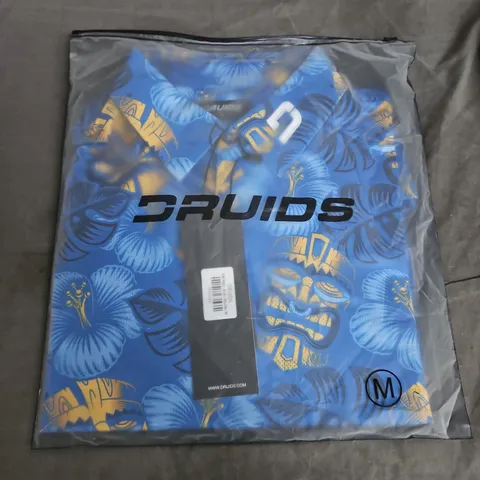 BAGGED DRUIDS TIKI POLO SHIRT - BLUE/YELLOW, SIZE M (MEN)