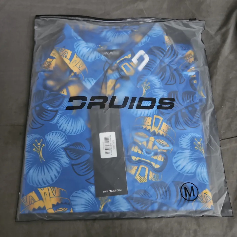 BAGGED DRUIDS TIKI POLO SHIRT - BLUE/YELLOW, SIZE M (MEN)