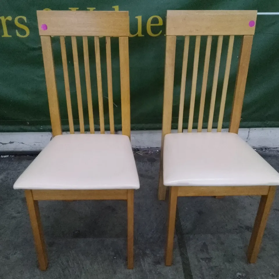 SET OF 2 NEW OXFORD OAK DINING CHAIRS (IVORY LEATHER SEAT PAD)
