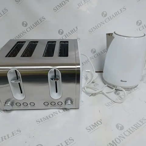 SWAN KETTLE & TOASTER 4-SLICE TWIN PACK - WHITE
