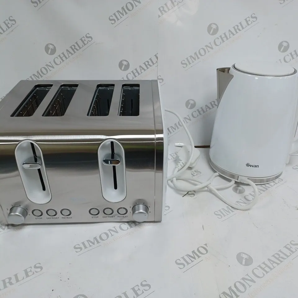 SWAN KETTLE & TOASTER 4-SLICE TWIN PACK - WHITE RRP £49.99