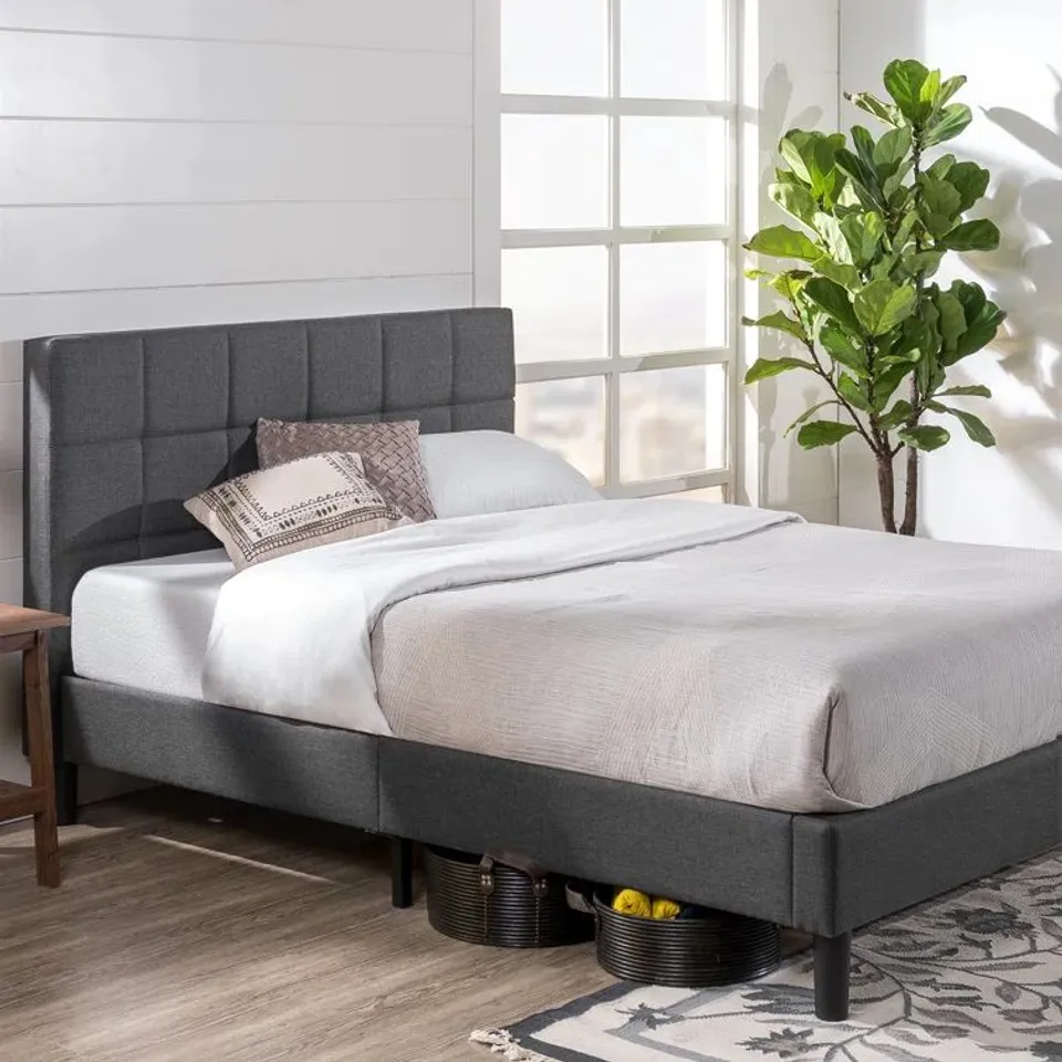 BOXED CARDINGTON PADDED UPHOLSTERED BED FRAME WITH HEADBOARD 