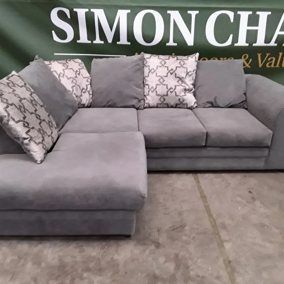 QUALITY DESIGNER CORNER SOFA - GREY FABRIC 