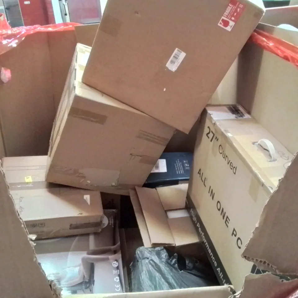 PALLET CONTAINING ASSORTED PRODUCTS INCLUDING COOKER HOOD, 3D PRINTER, 3 TIER SIDE TABLE & 27" COMPUTER MONITOR