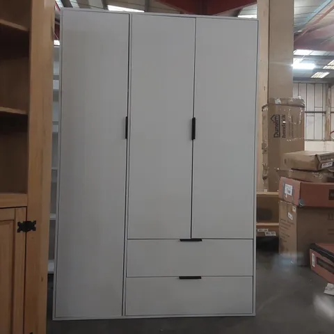 WOODEN 3 DOOR 2 DRAWER WARDROBE - WHITE
