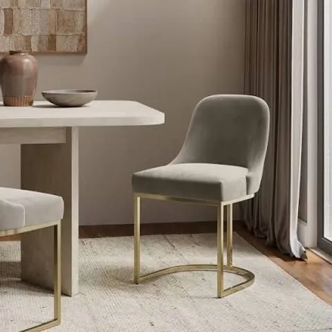 BOXEDSET OF 2 MINK VELVET DINING CHAIRS WITH GOLD LEGS - CALLIE CAL005 