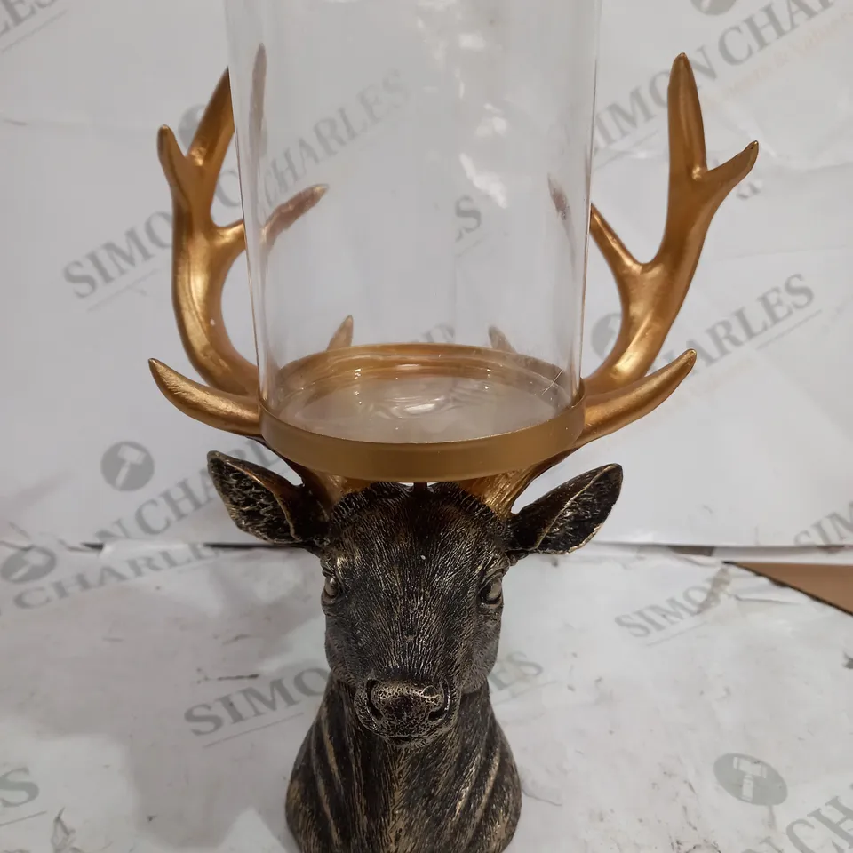 BOXED GOLDEN STAG CANDLE HOLDER 