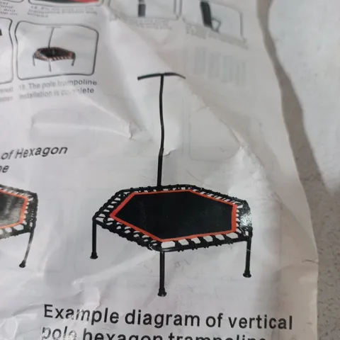 HEXAGONAL TRAMPOLINE WITH ELASTIC ROPE IN RED/BLACK