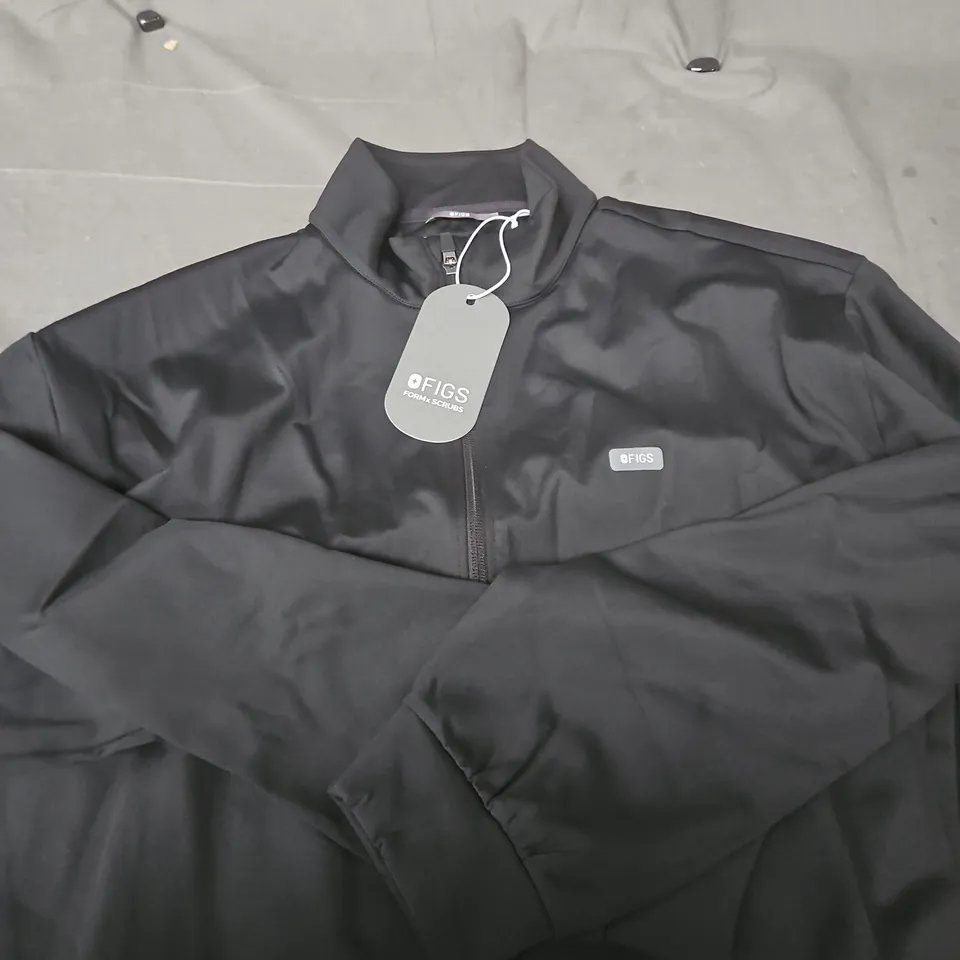 FIGS FORMX RELAXED FULL-ZIP SCRUB JACKET – BLACK, XL
