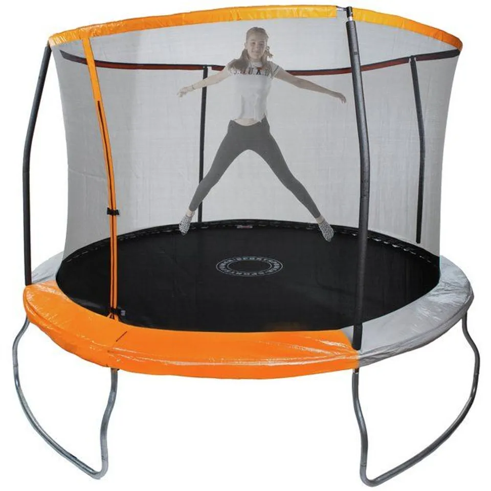 BOXED SPORTSPOWER 10FT OUTDOOR KIDS TRAMPOLINE WITH ENCLOSURE (2 BOXES)