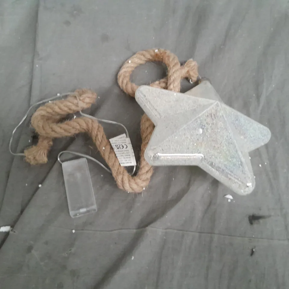 LIGHT UP FROSTED STAR ON ROPE CHRISTMAS DECORATION RRP £25