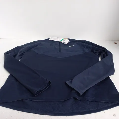 NIKE MEN'S RUNNING TOP – NAVY, XL (LONG-SLEEVE, ZIP NECK)