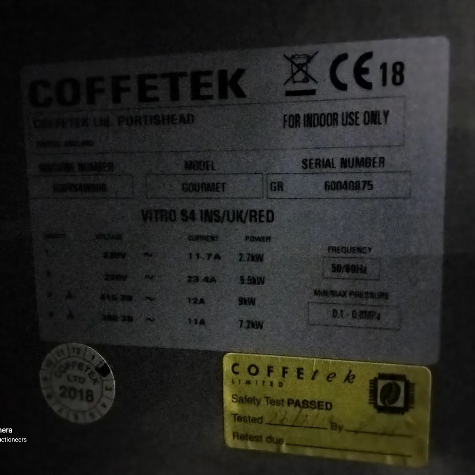 COFFETEK VITRO S4 INS COFFEE MACHINE 