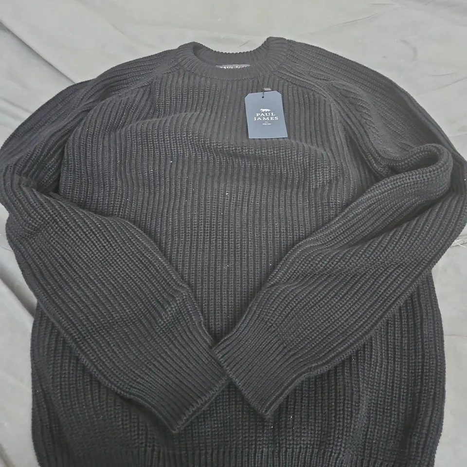 PAUL JAMES BLACK KNIT JUMPER, MEN'S, UK M