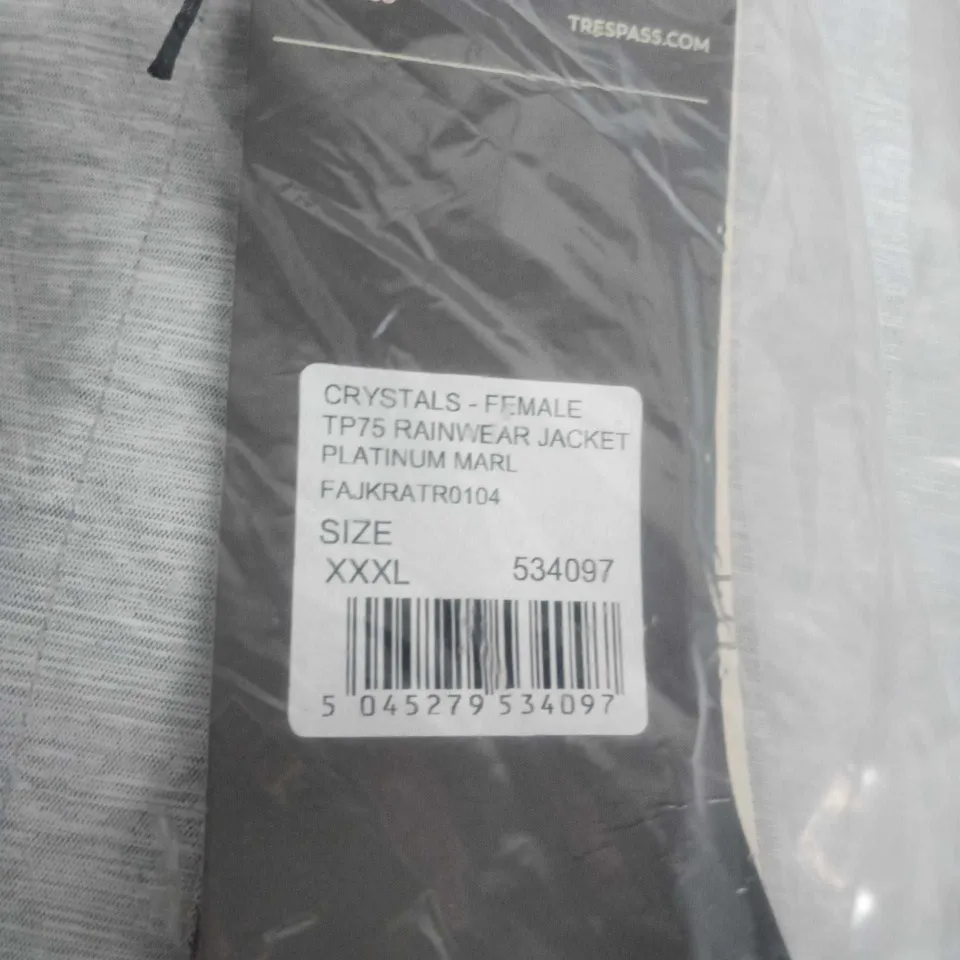TRESPASS CRYSTALS - FEMALE RAINWEAR JACKET, PLATINUM MARL, XXXL