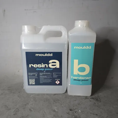 APPROXIMATELY 5 ASSORTED ITEMS TO INCLUDE - MOULDD B HARDENER DEEP POUR , MOULDD RESIN A DEEP POUR ETC