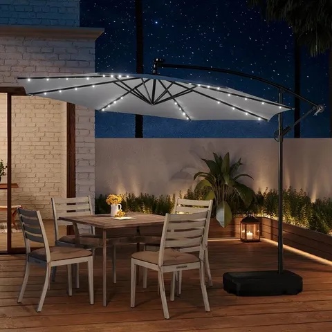 BOXED AISWARYA 3M CANTILEVER PARASOL WITH LED LIGHT AND BASE (2 BOXES)