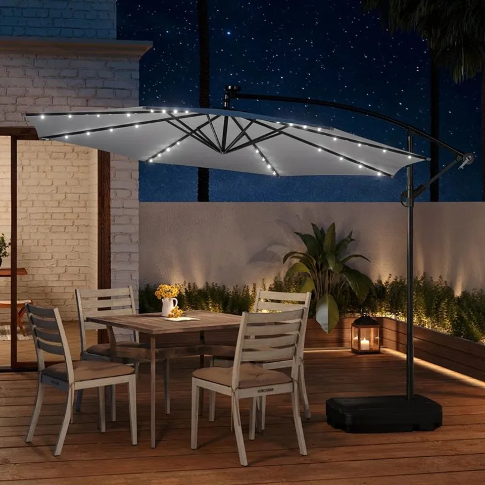 BOXED AISWARYA 3M CANTILEVER PARASOL WITH LED LIGHT AND BASE (2 BOXES)