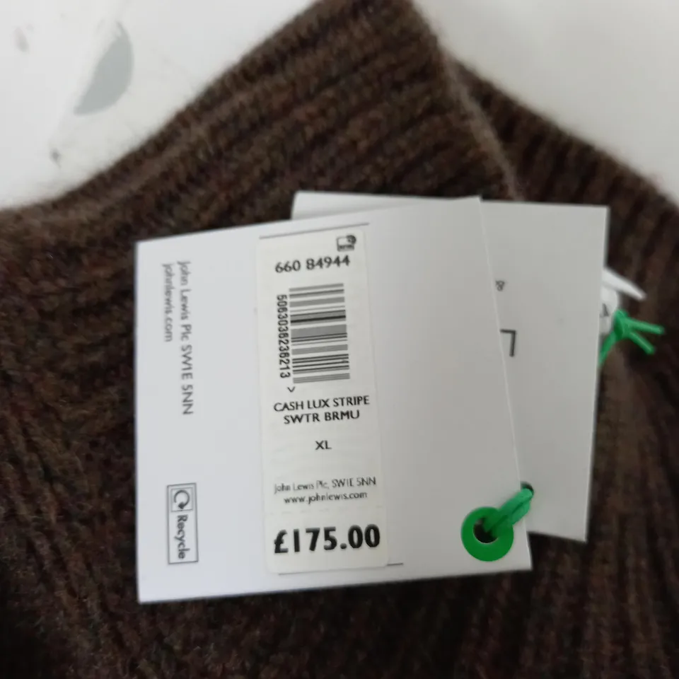 JOHN LEWIS CASH LUXURY STRIPE SWEATER SIZE XL