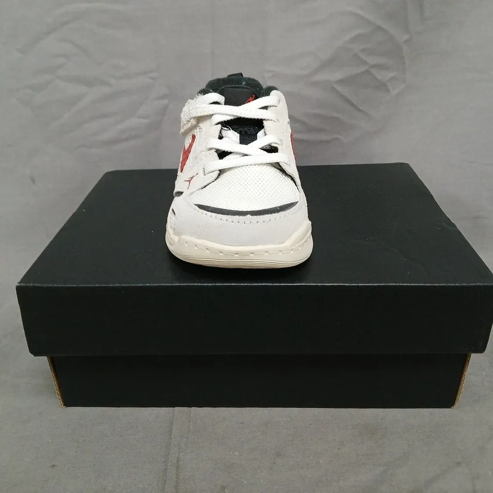 BOXED PAIR OF NIKE JORDAN INFANT SHOES IN SAIL/RED SIZE UK 8.5