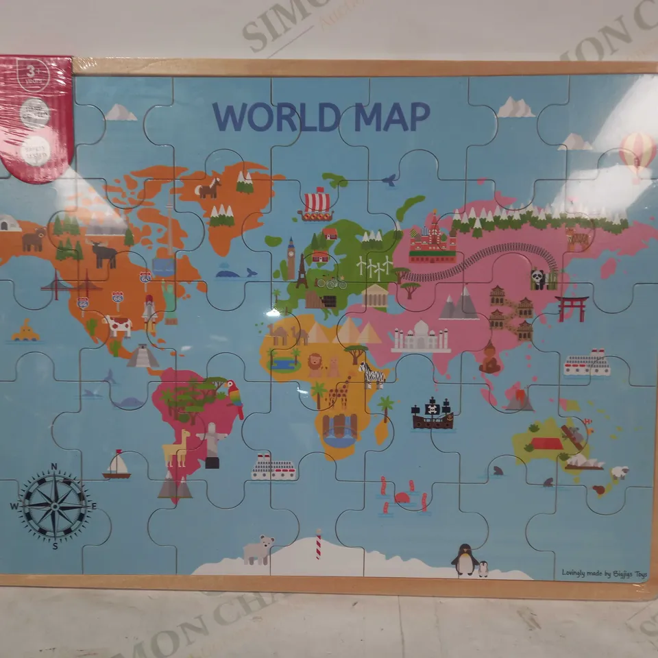 BIGJIGS TOYS WOODEN WORLD MAP PUZZLE