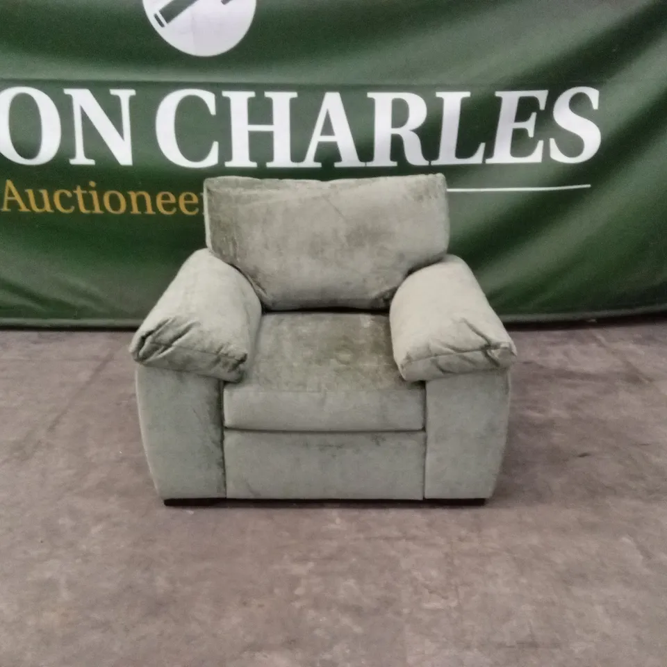 SALERNO STANDARD BACK FABRIC ARMCHAIR - OLIVE GREEN RRP £449