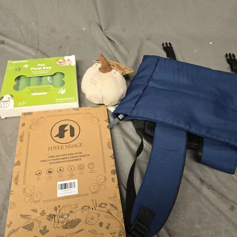 APPROXIMATELY 15 ASSORTED HOUSEHOLD PRODUCTS TO INCLUDE PET TOYS, BACKPACK, TOWELS ETC 