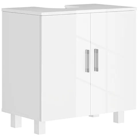 BOXED HOMCOM BATHROOM UNDER SINK CABINET FOR BASIN WITHOUT OR WITH PEDESTAL - HIGH GLOSS WHITE (1 BOX)