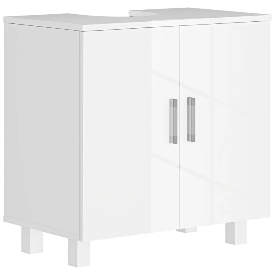 BOXED HOMCOM BATHROOM UNDER SINK CABINET FOR BASIN WITHOUT OR WITH PEDESTAL - HIGH GLOSS WHITE (1 BOX)