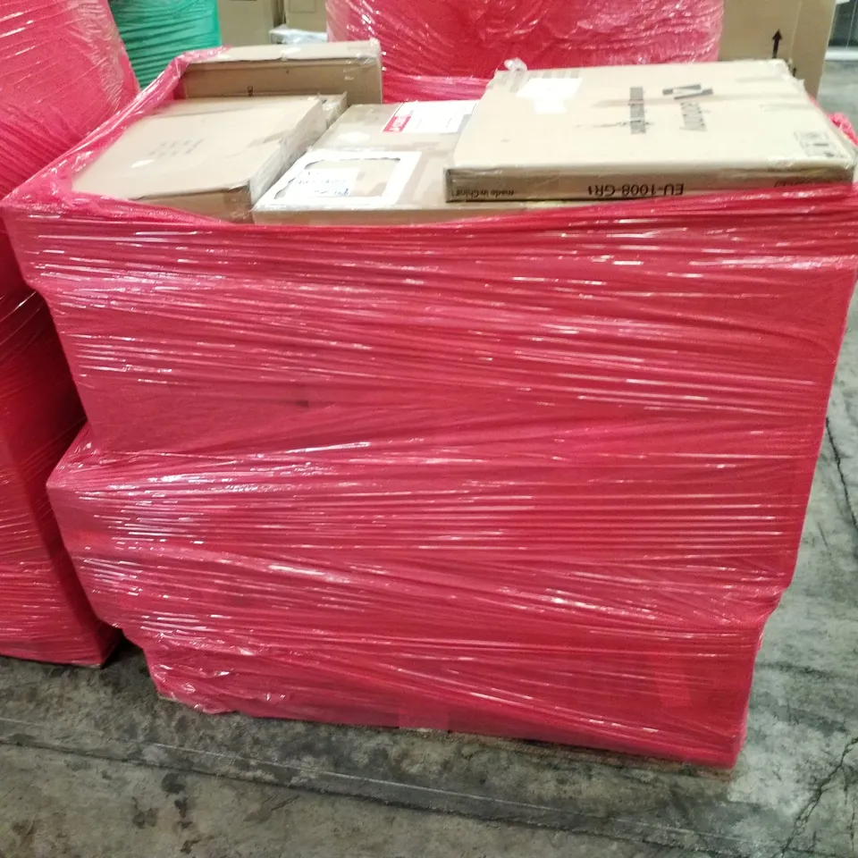 PALLET OF ASSORTED PRODUCTS INCLUDING GARDEN CHAIRS, LED MIRROR, SMART HEATER, TURNTABLE