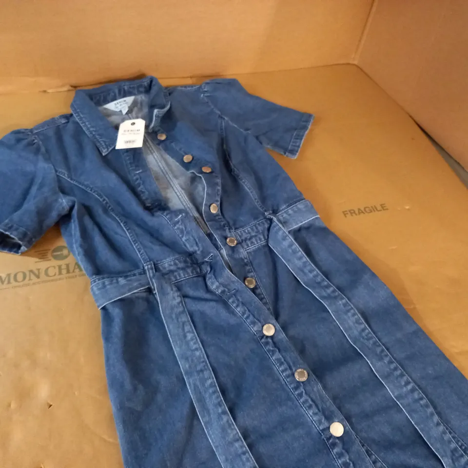 MISS SELFRIDGE DENIM SHIRT DRESS IN MID WASH - UK 12