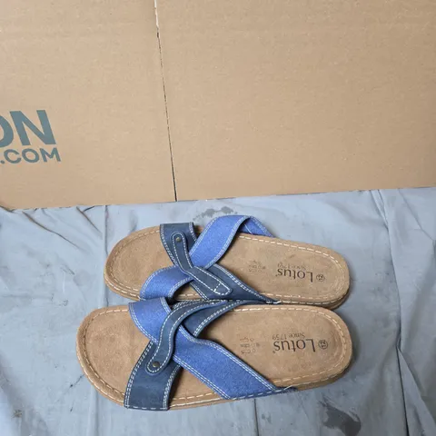 LOTUS WOMEN'S DENIM SANDALS – BLUE CROSS-STRAP, UK 12 .