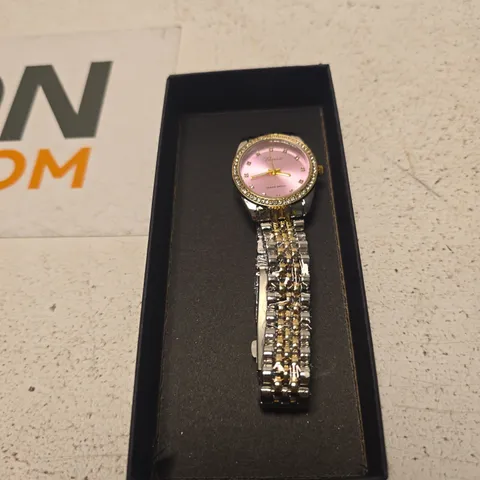 DENVOSI LADIES' TWO-TONE QUARTZ WRISTWATCH WITH PINK DIAL IN PRESENTATION BOX 