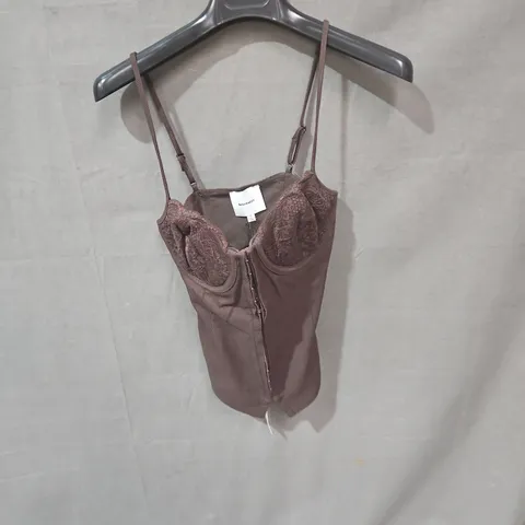 REFORMATION BROWN LACE CAMISOLE TOP WITH ADJUSTABLE STRAPS