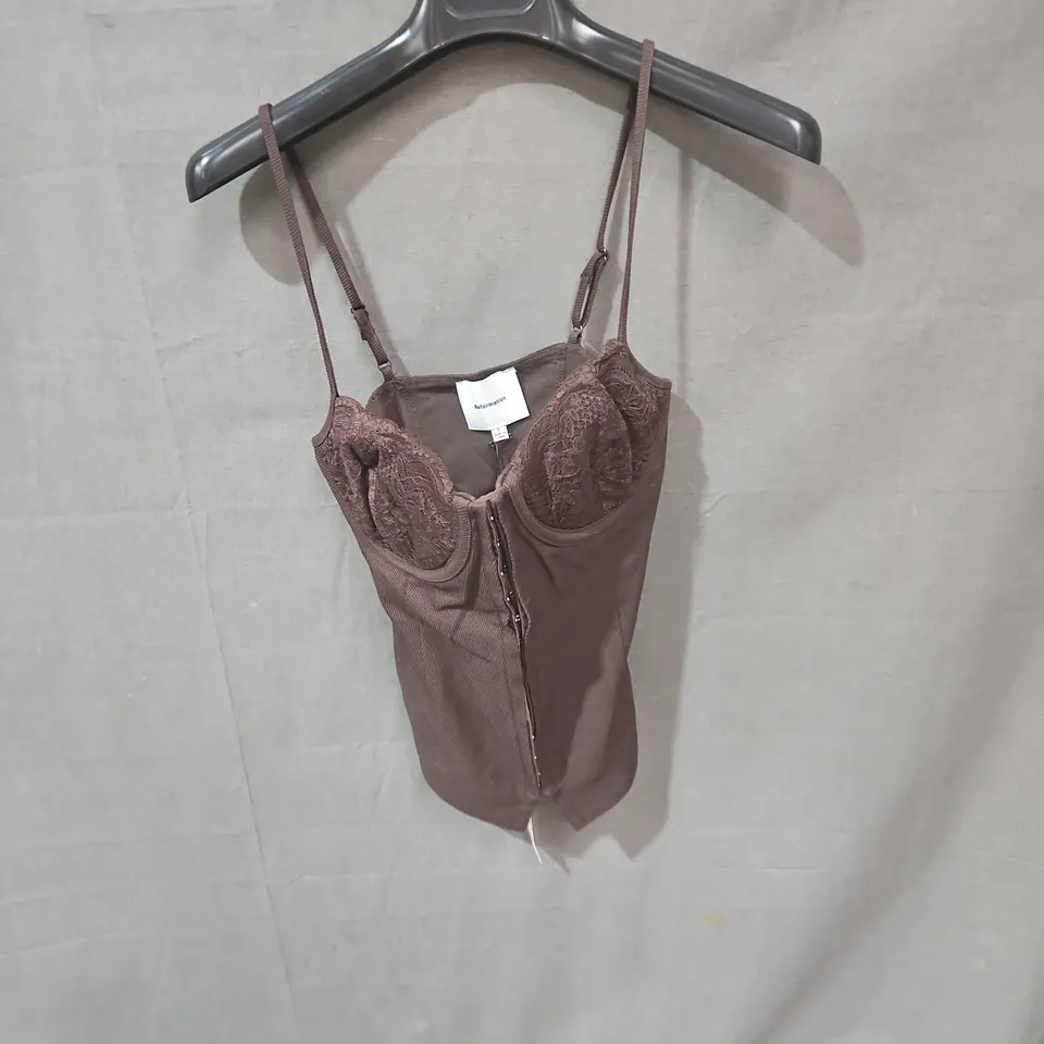 REFORMATION BROWN LACE CAMISOLE TOP WITH ADJUSTABLE STRAPS