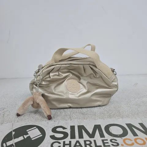 KIPLING SMALL BEIGE CROSSBODY BAG (LOGO PATCH VISIBLE)