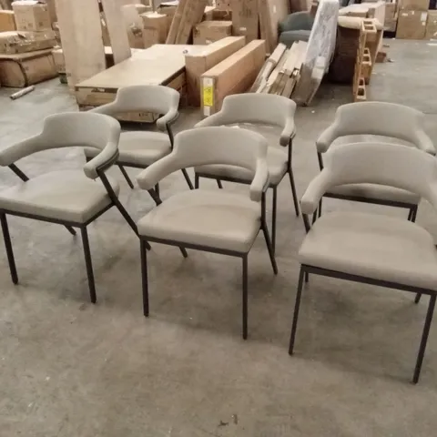 SET OF 6 FREYA FAUX LEATHER DINING CHAIRS