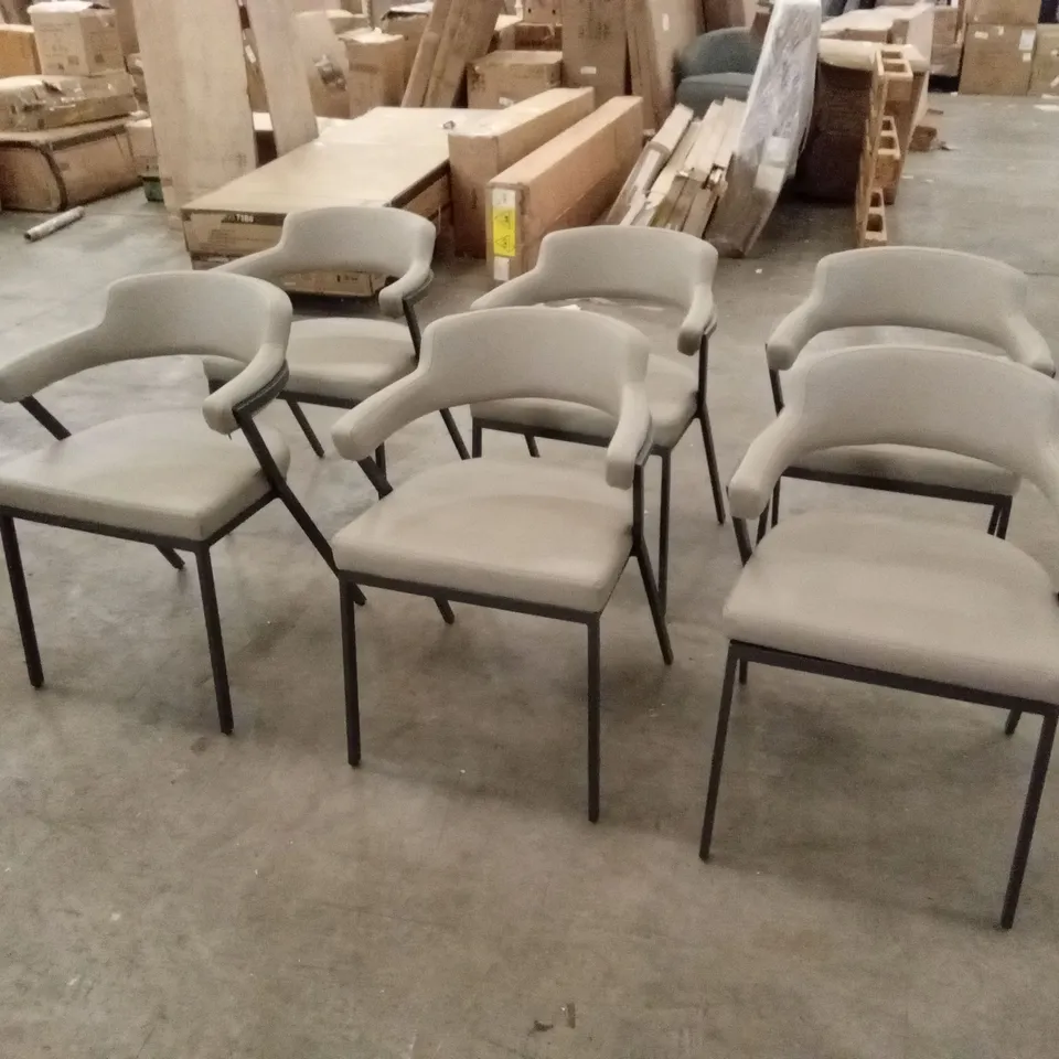 SET OF 6 FREYA FAUX LEATHER DINING CHAIRS