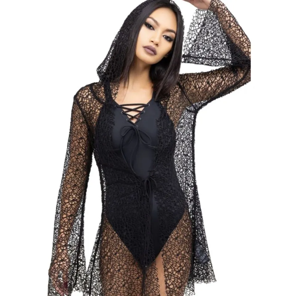 SIX BRAND NEW KILLSTAR - COBWEB COVE CLOAK - BLACK WOMEN'S WRAP SIZE MAY VARY
