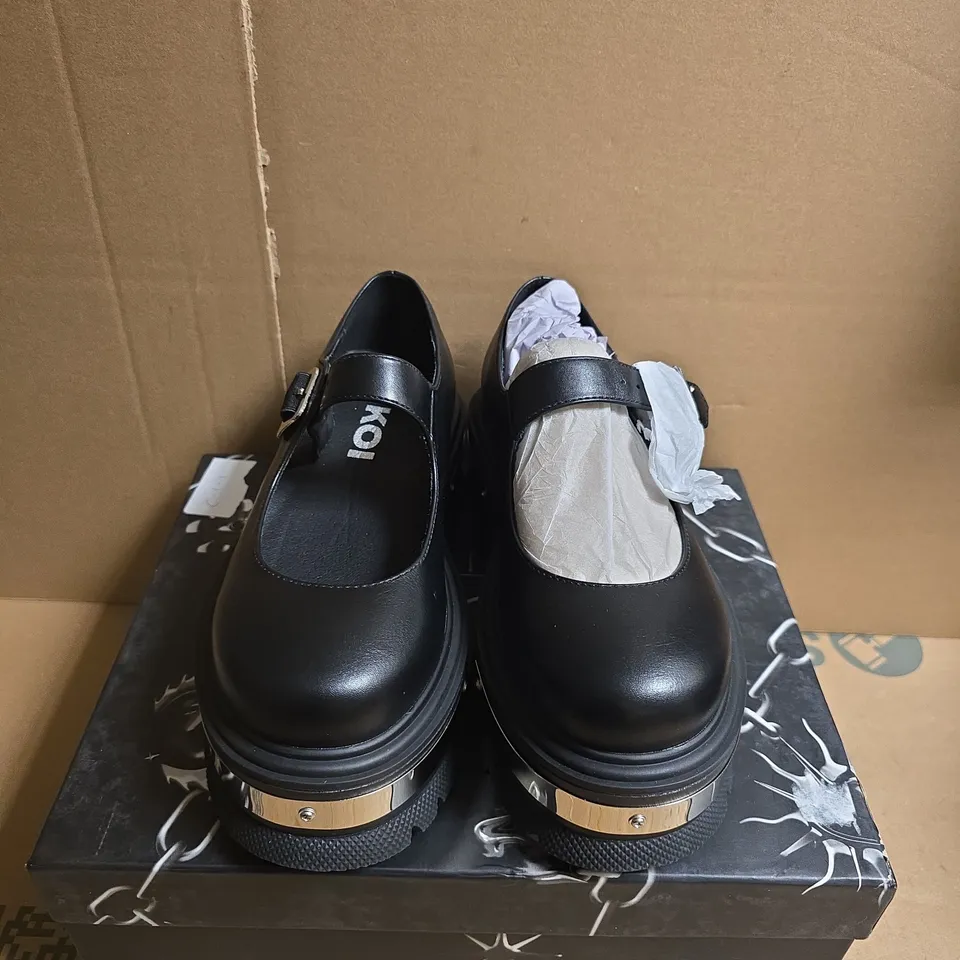 BOXED PAIR OF KOI PENITENT STUDDED SHOES – BLACK, UK4