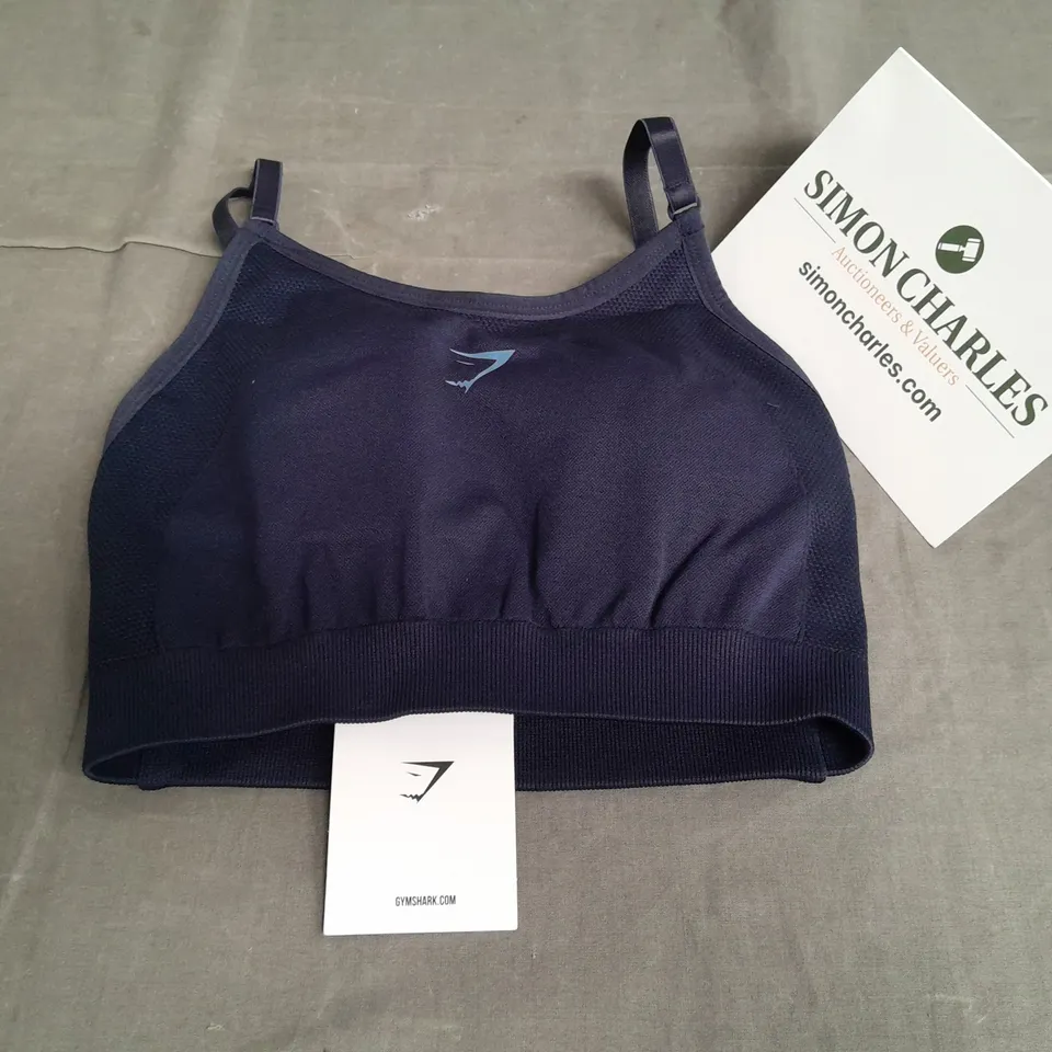GYMSHARK FLEX STRAPPY SPORTS BRA IN DENIM BLUE - XS LIGHT SUPPORT
