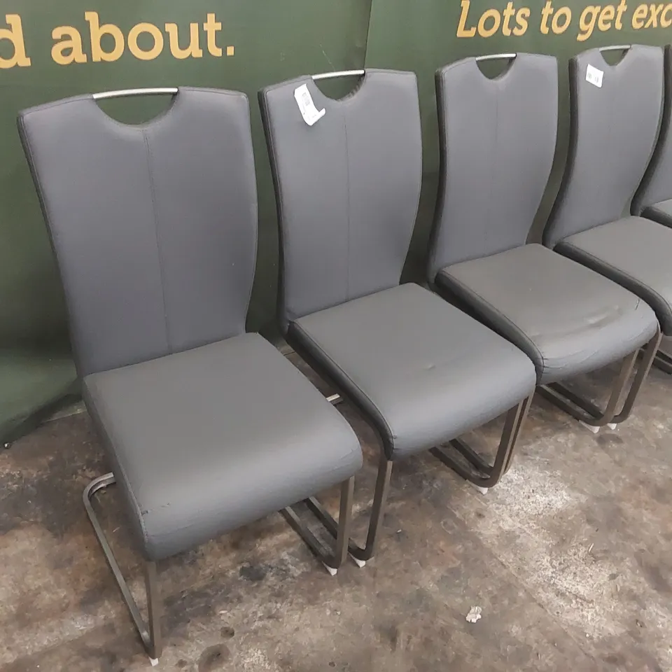 LOT OF 5x DESIGNER PU LEATHER DINING CHAIRS