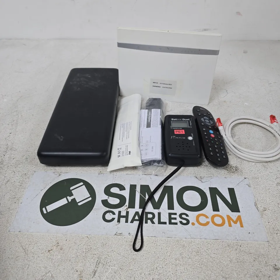 APPROXIMATELY 12 ASSORTED HOUSEHOLD ITEMS TO INCLUDE ROUTERS, CABLES, TV REMOTES, ETC