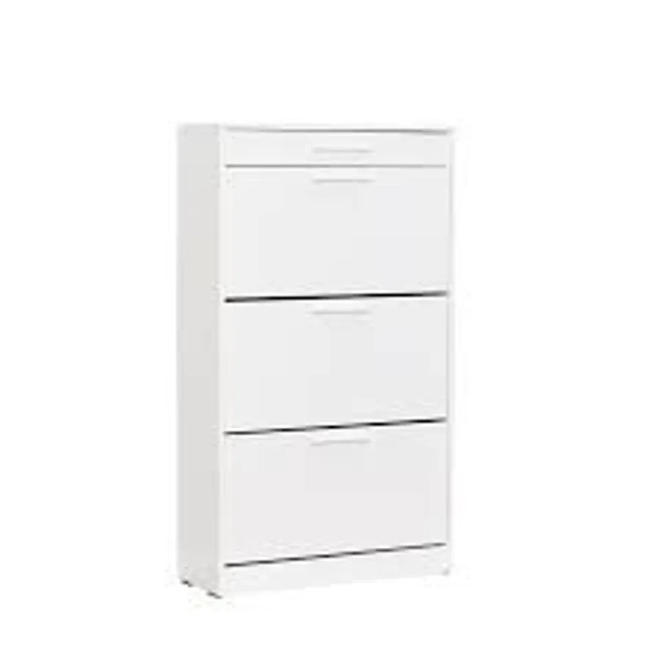 BOXED 18 PAIR WHITE SHOE STORAGE CABINET (1 BOX)