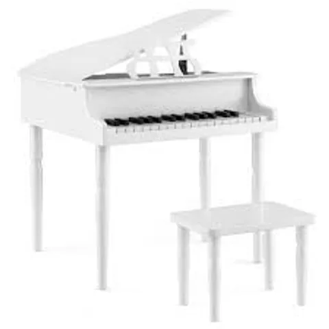 BOXED COSTWAY 30-KEY WOOD TOY KIDS GRAND PIANO WITH BENCH AND MUSIC - WHITE