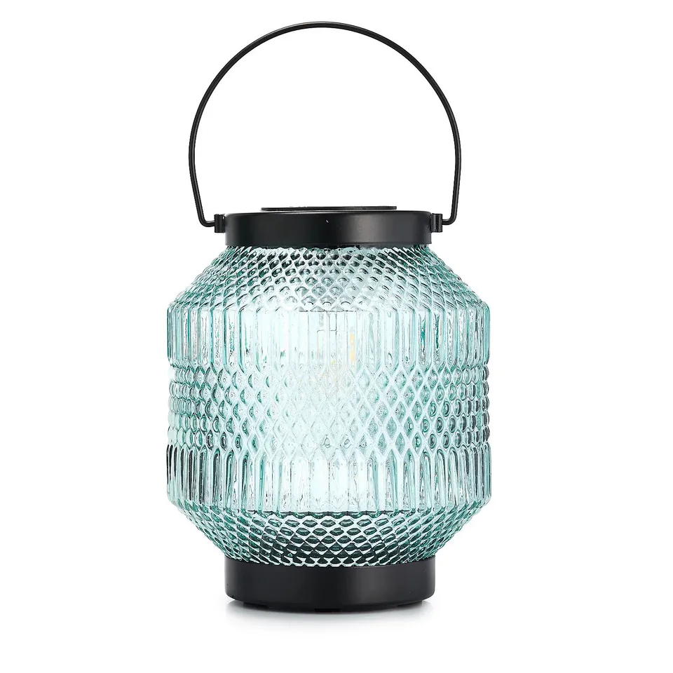 GARDEN REFLECTIONS COLOURED GLASS SOLAR LAMP WITH HANDLE